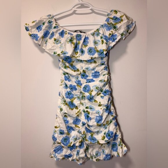Zara Floral Linen-Blend Mini Dress Flowers Size XS Blogger’s Favourite - Picture 7 of 13